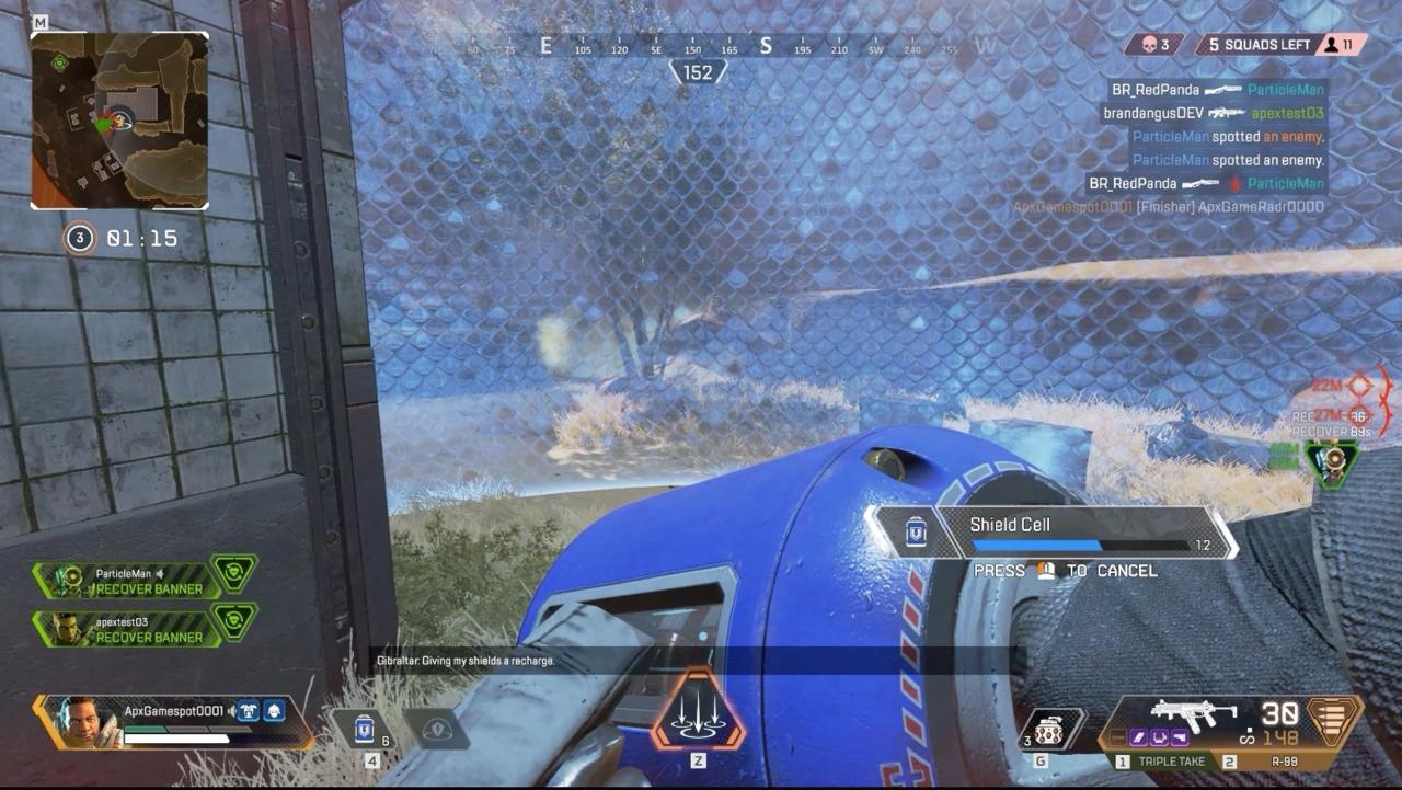 Heal up in Gibraltar's shield.